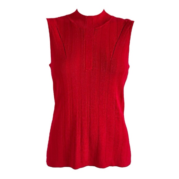 NWT MING WANG RED SLEEVELESS SHELL SWEATER TOP SZ S - Picture 8 of 10